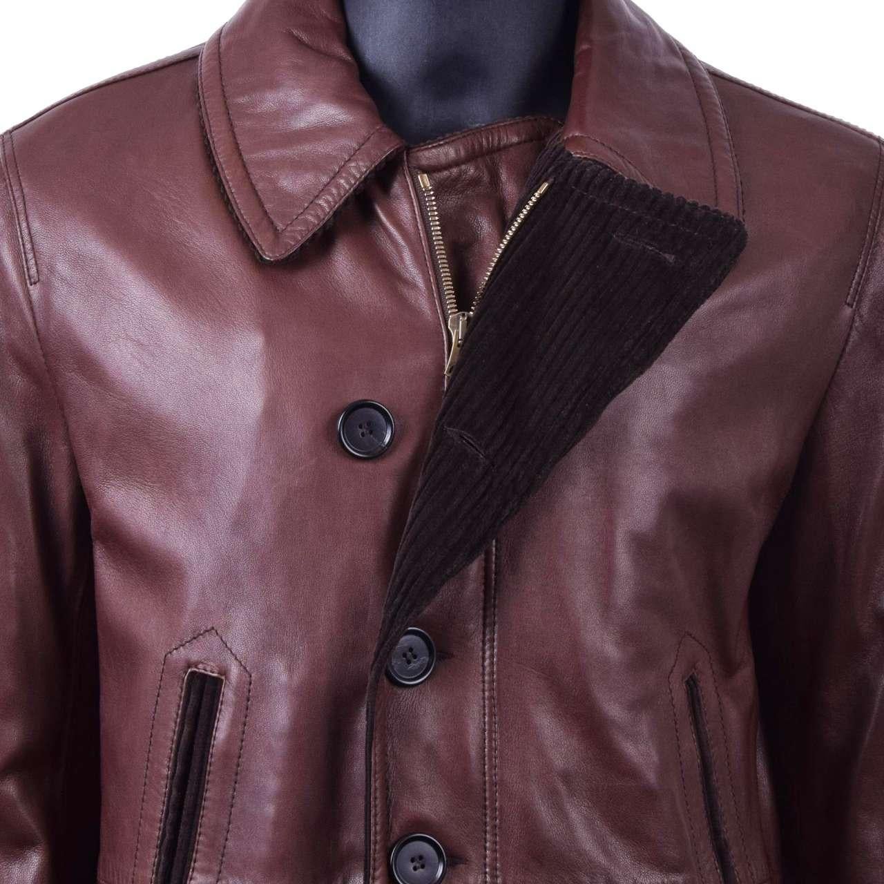 Men's Dolce & Gabbana - Nappa Leather Jacket Brown For Sale