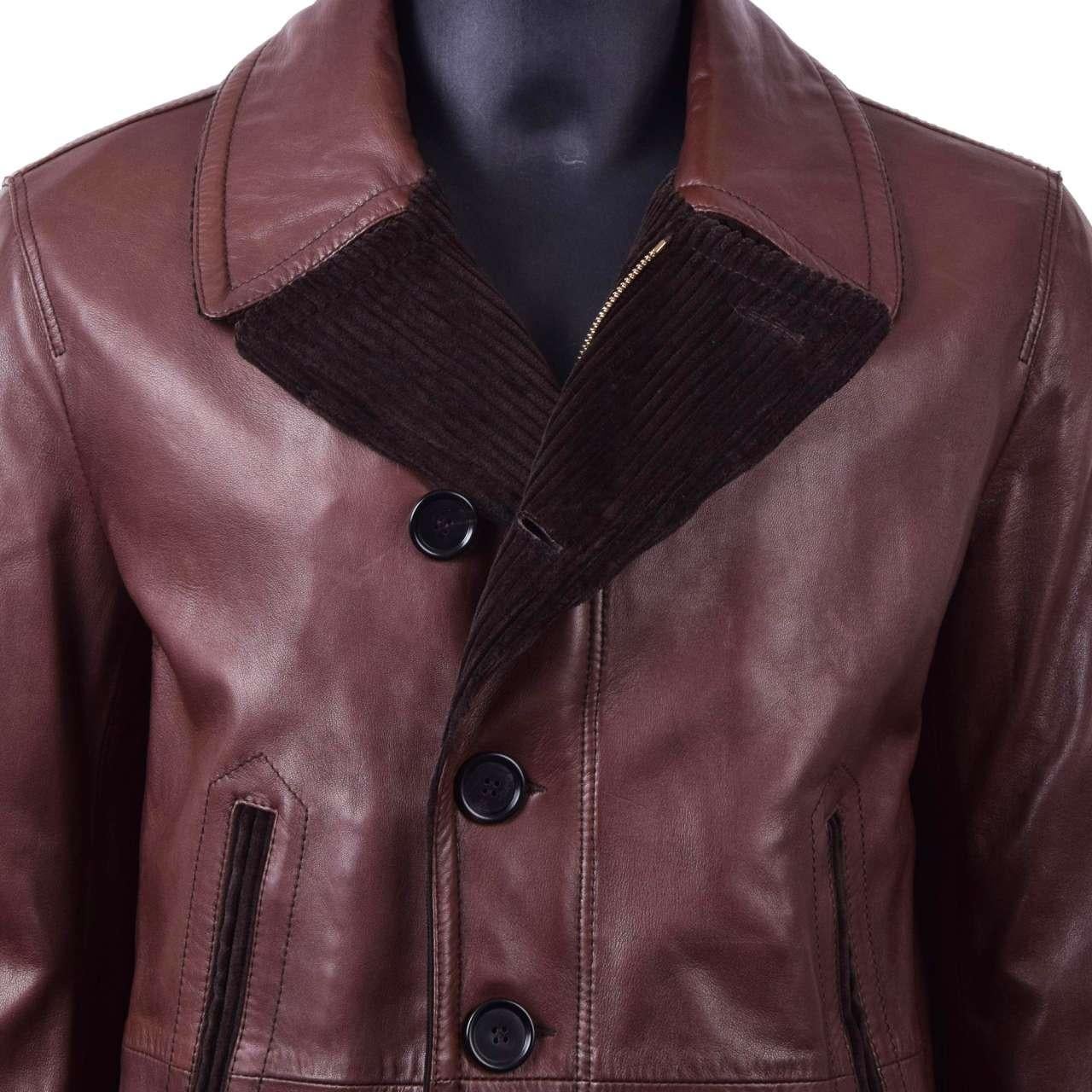Dolce & Gabbana - Nappa Leather Jacket Brown For Sale 1