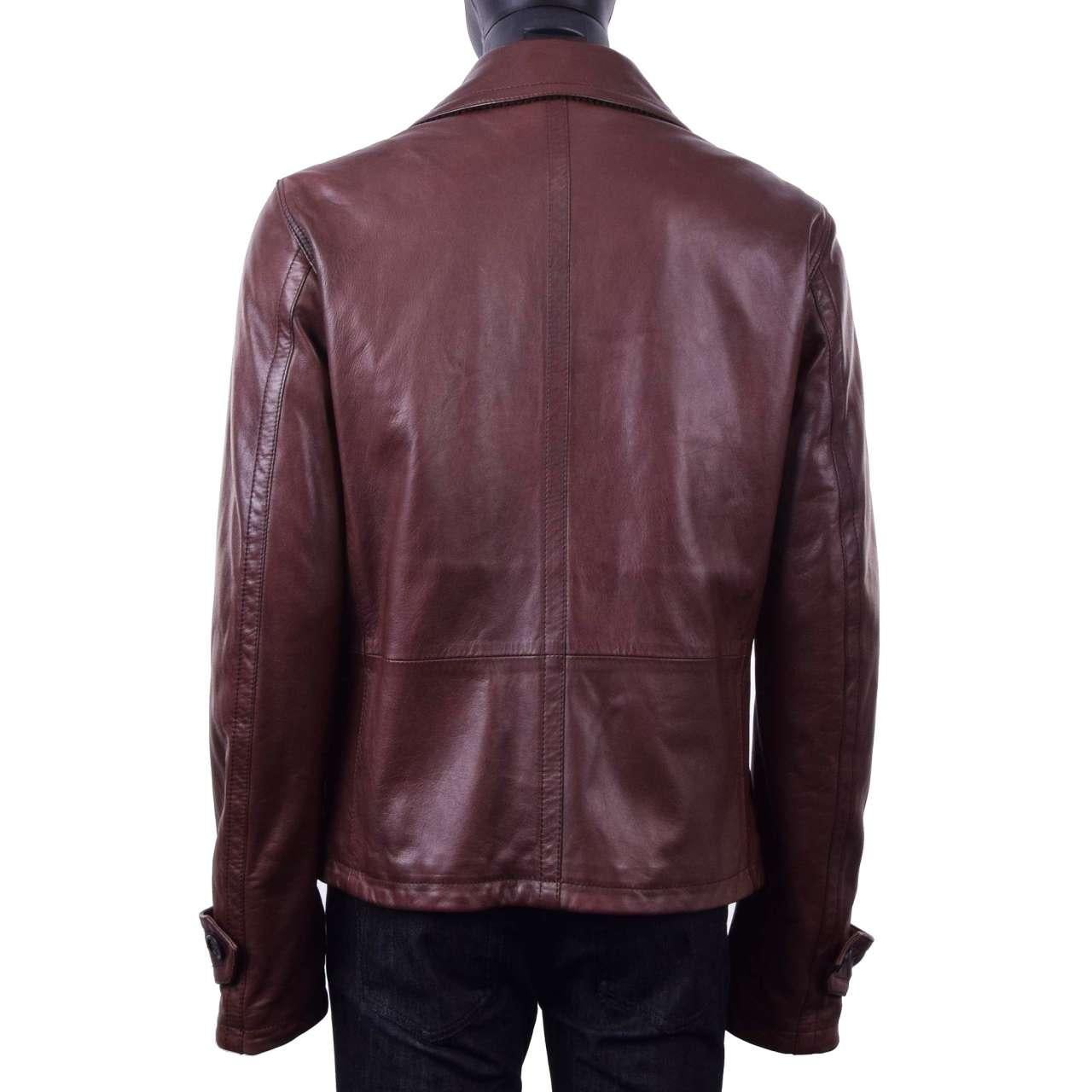 Dolce & Gabbana - Nappa Leather Jacket Brown For Sale 4