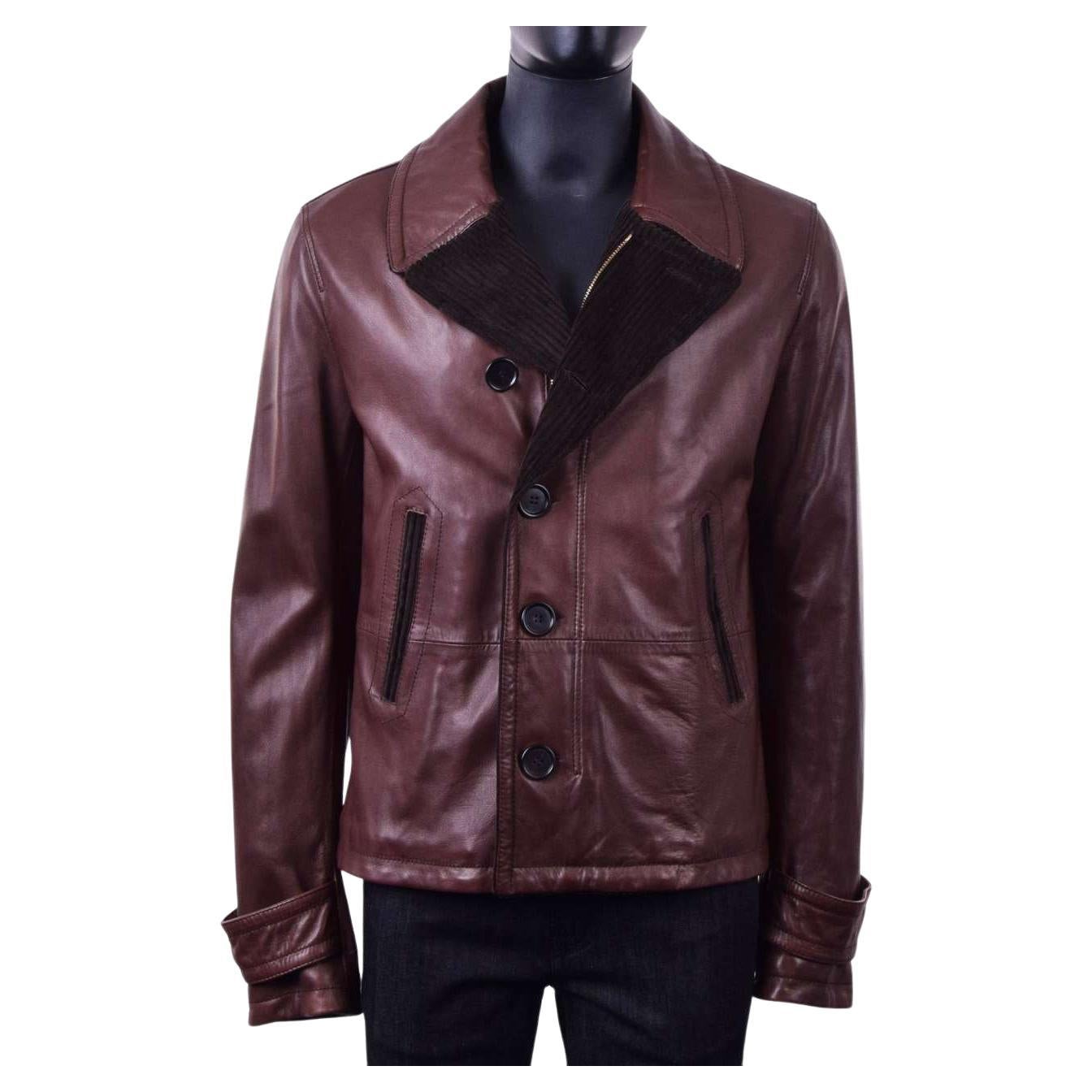 Dolce & Gabbana - Nappa Leather Jacket Brown For Sale