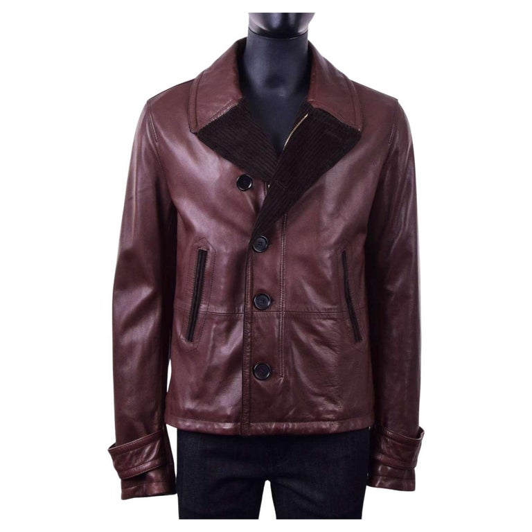 Celine - Aviator Blouson Jacket in Embossed Lambskin - Brown - Size : 48 - for Men