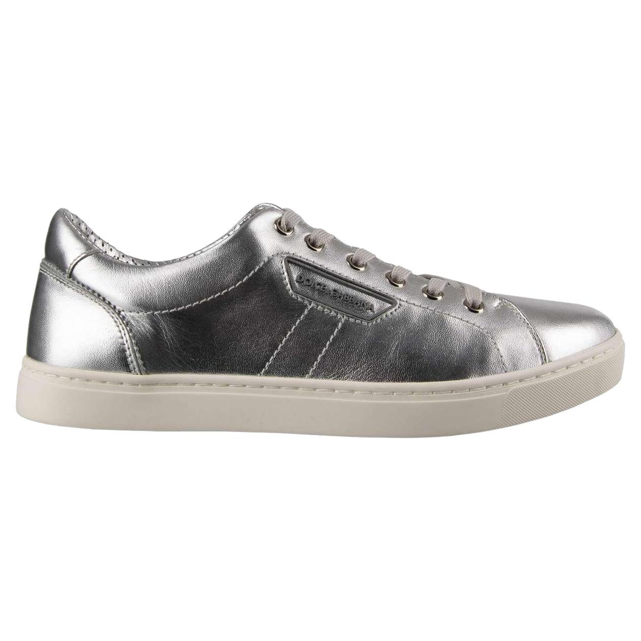 Dolce & Gabbana - Nappa Leather Sneakers LONDON Silver EUR 39 For Sale