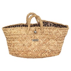 DOLCE & GABBANA natural beige raffia STRAW BASKET TOTE Bag