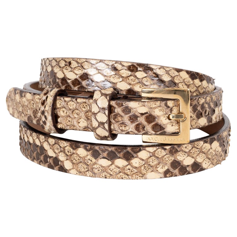 DOLCE and GABBANA natural SNAKESKIN Belt 85 / 34 For Sale at  display picture 2