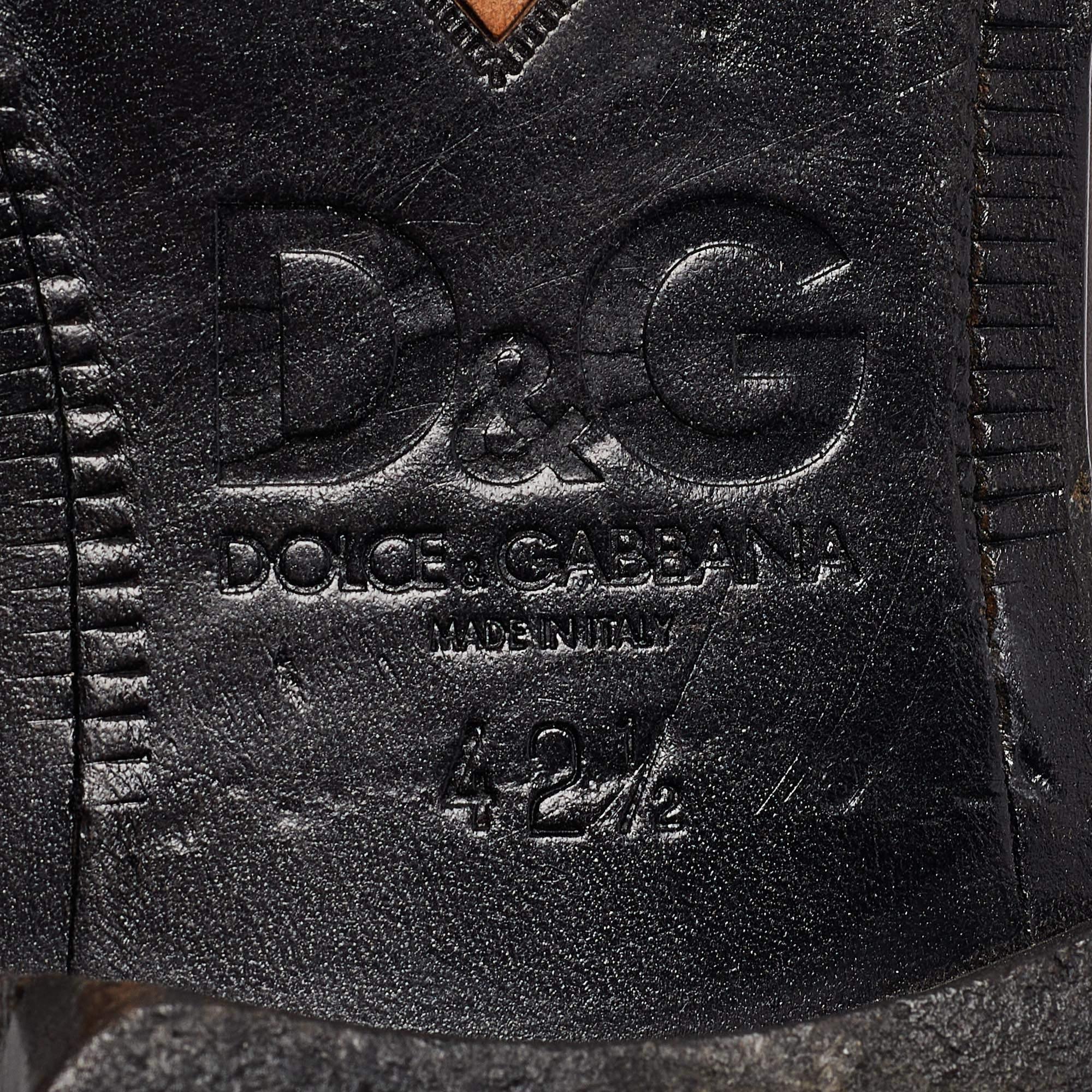 Dolce & Gabbana Navy Blue/Brown Leather Buckle Loafers Size 42.5 2