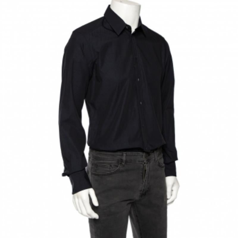  Dolce & Gabbana - Chemise en coton bleu marine à motifs à carreaux M Pour hommes 