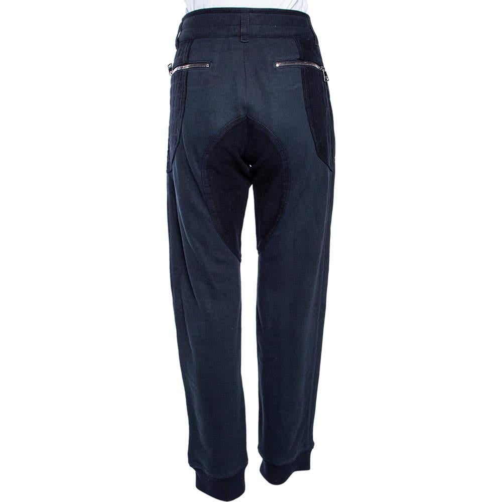 Black Dolce & Gabbana Navy Blue Cotton Biker Sweatpants M
