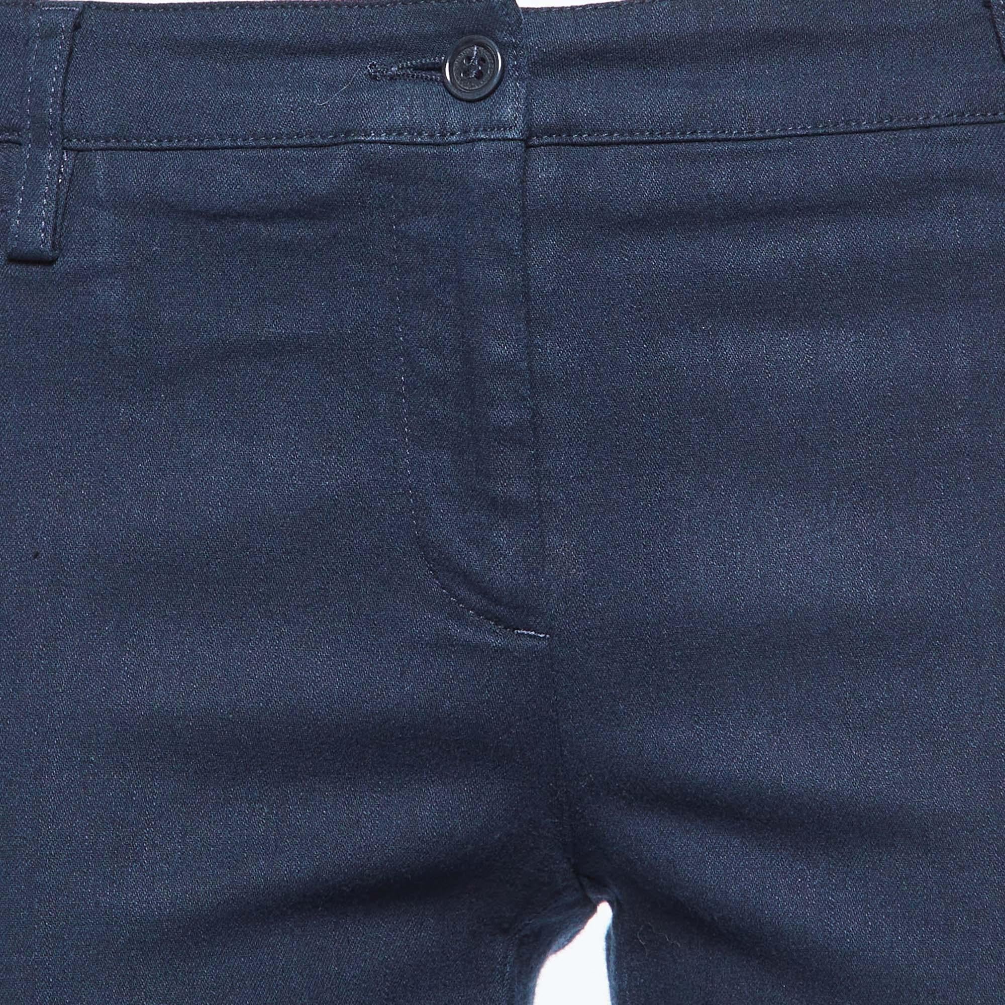 Noir Dolce & Gabbana Pantalon Capri en coton bleu marine M en vente