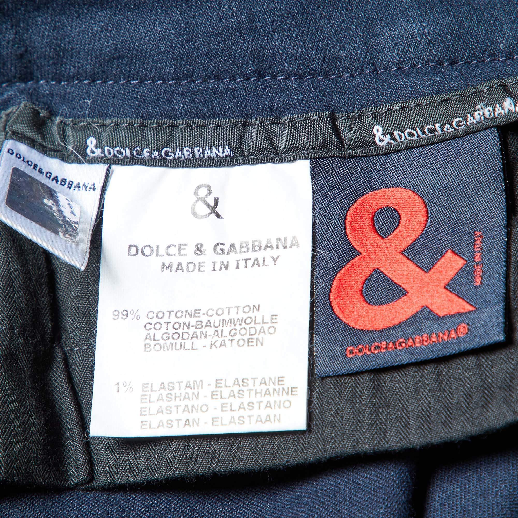 Dolce & Gabbana Pantalon Capri en coton bleu marine M Pour femmes en vente