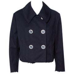 Dolce & Gabbana Navy Blue Cotton Double Breasted Cropped Jacket L