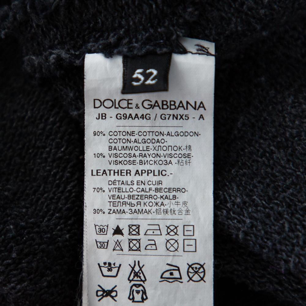 Black Dolce & Gabbana Navy Blue Cotton Frayed Detail Hoodie XL