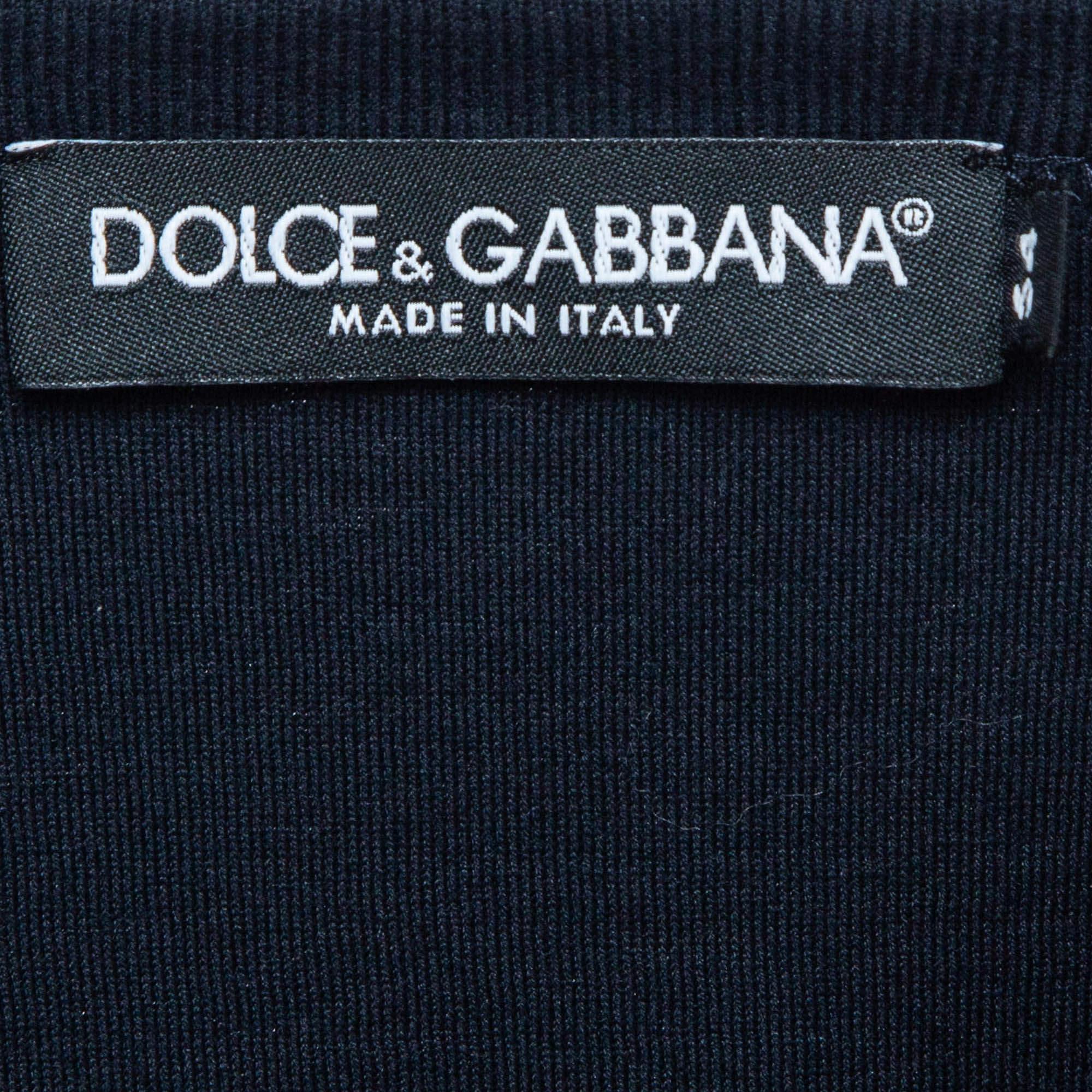 Dolce & Gabbana Navy Blue Cotton Jersey Crew Neck T-Shirt XXL In Good Condition For Sale In Dubai, Al Qouz 2