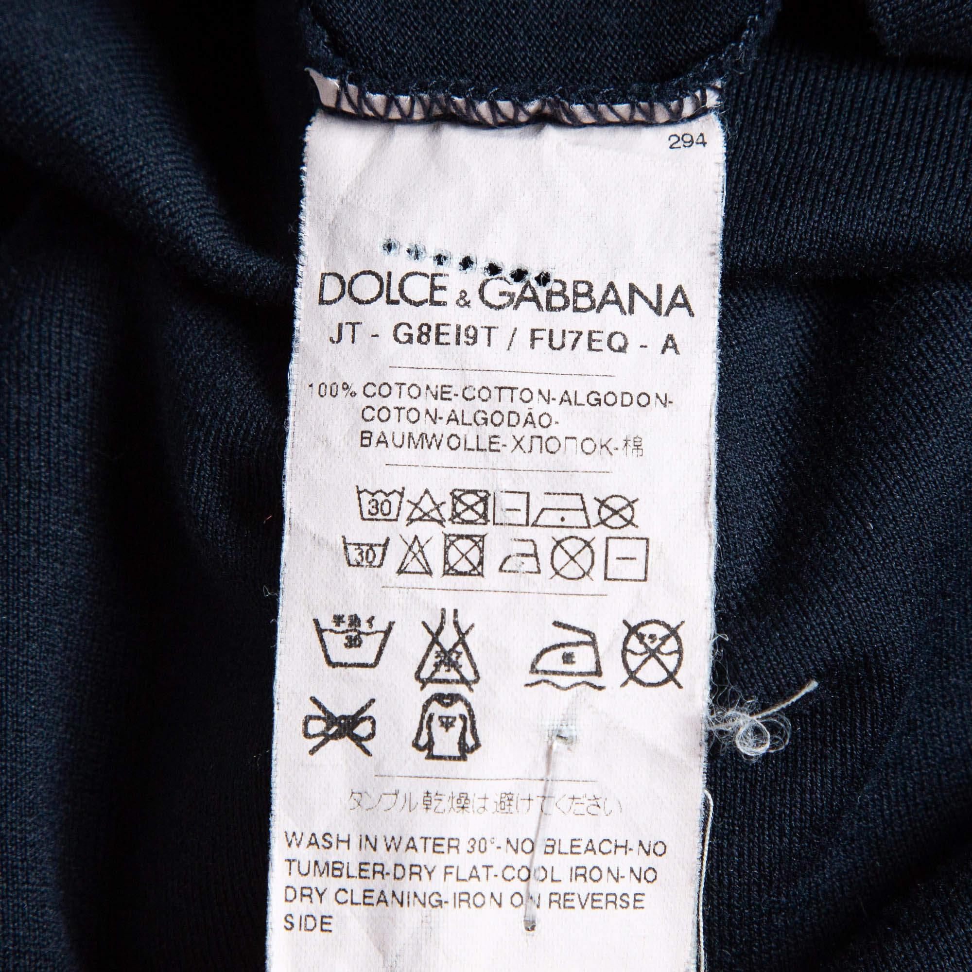 Dolce & Gabbana Navy Blue Cotton Jersey Crew Neck T-Shirt XXL For Sale 1