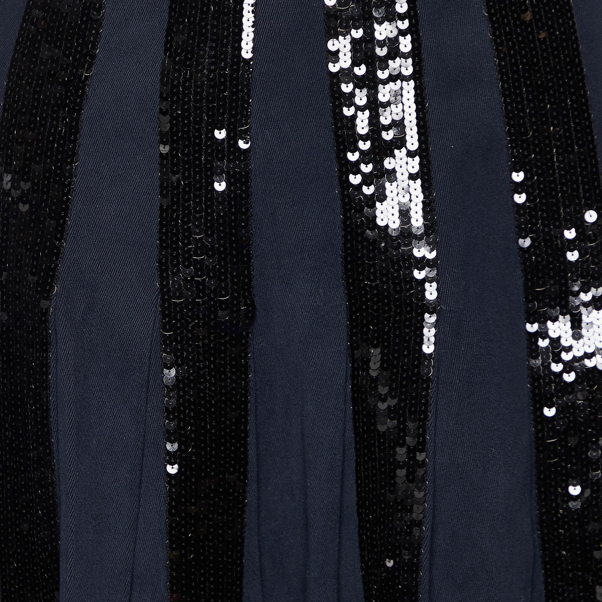 Black Dolce & Gabbana Navy Blue Cotton Sequined Skirt M