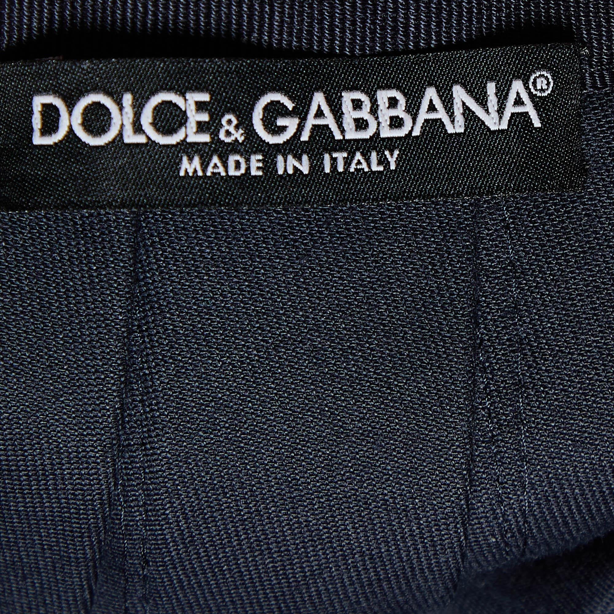Dolce & Gabbana Navy Blue Cotton Sequined Skirt M In Fair Condition In Dubai, Al Qouz 2