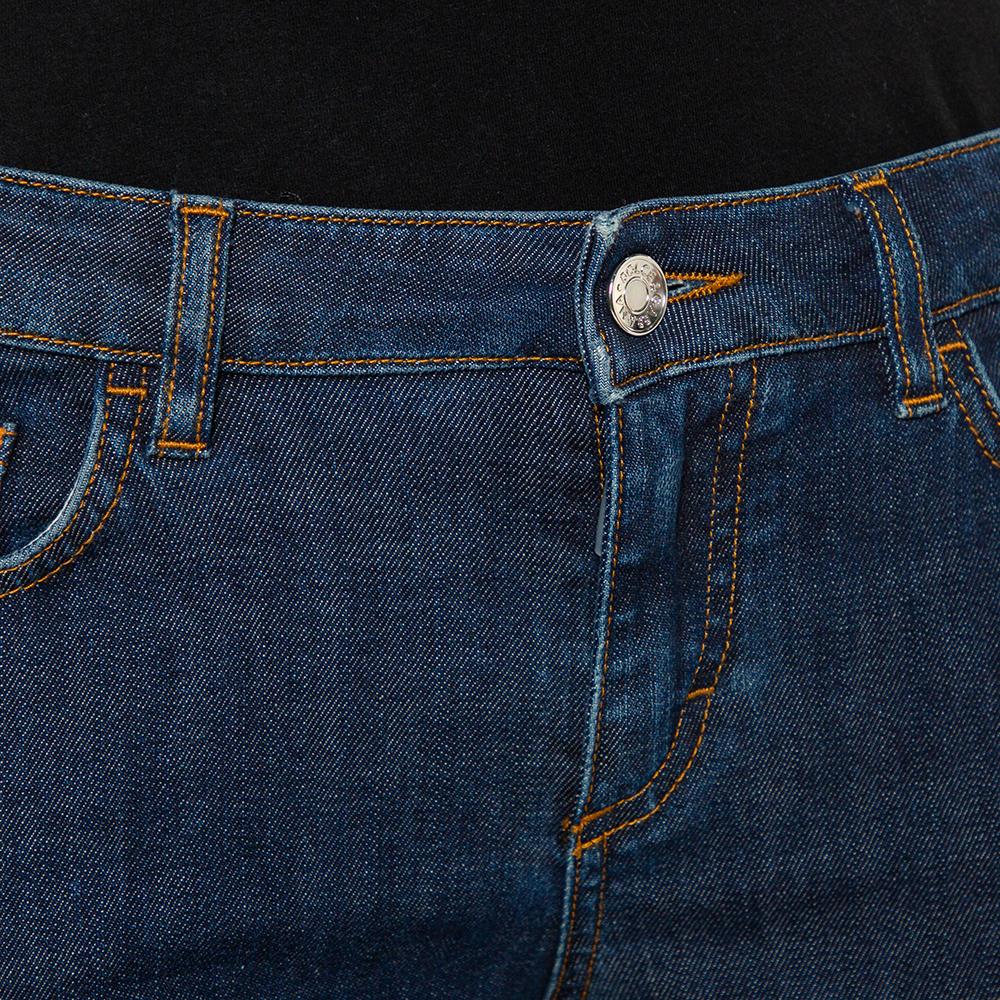 Dolce & Gabbana Navy Blue Denim Contrast Applique Detail Skinny Fit Jeans M 1