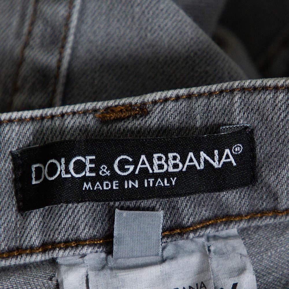 Dolce & Gabbana Navy Blue Denim Distressed Kate Jeans M For Sale 2