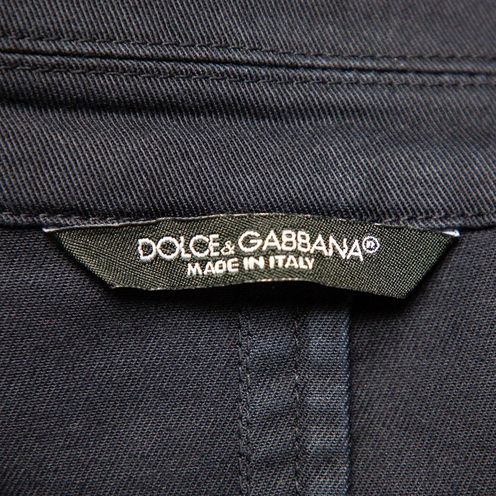 Dolce & Gabbana Navy Blue Denim Double Breasted Blazer XXL For Sale 1