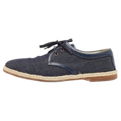 Dolce & Gabbana Navy Blue Denim Leather Espadrille Loafers Size 42