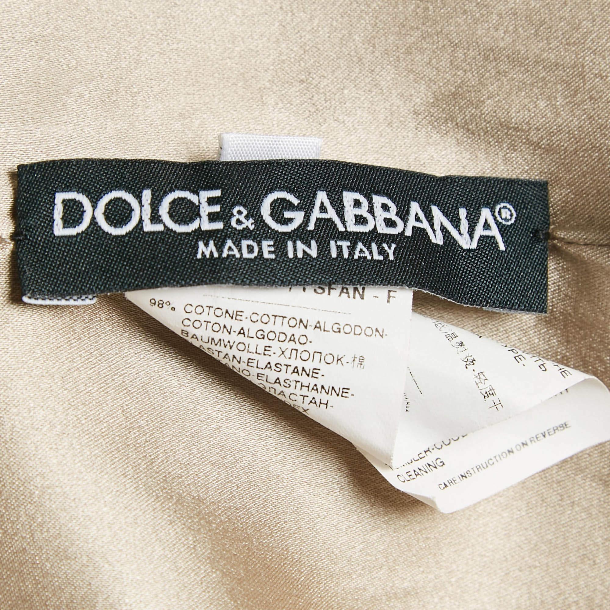 Women's Dolce & Gabbana Navy Blue Floral Print Cotton Midi Dress M