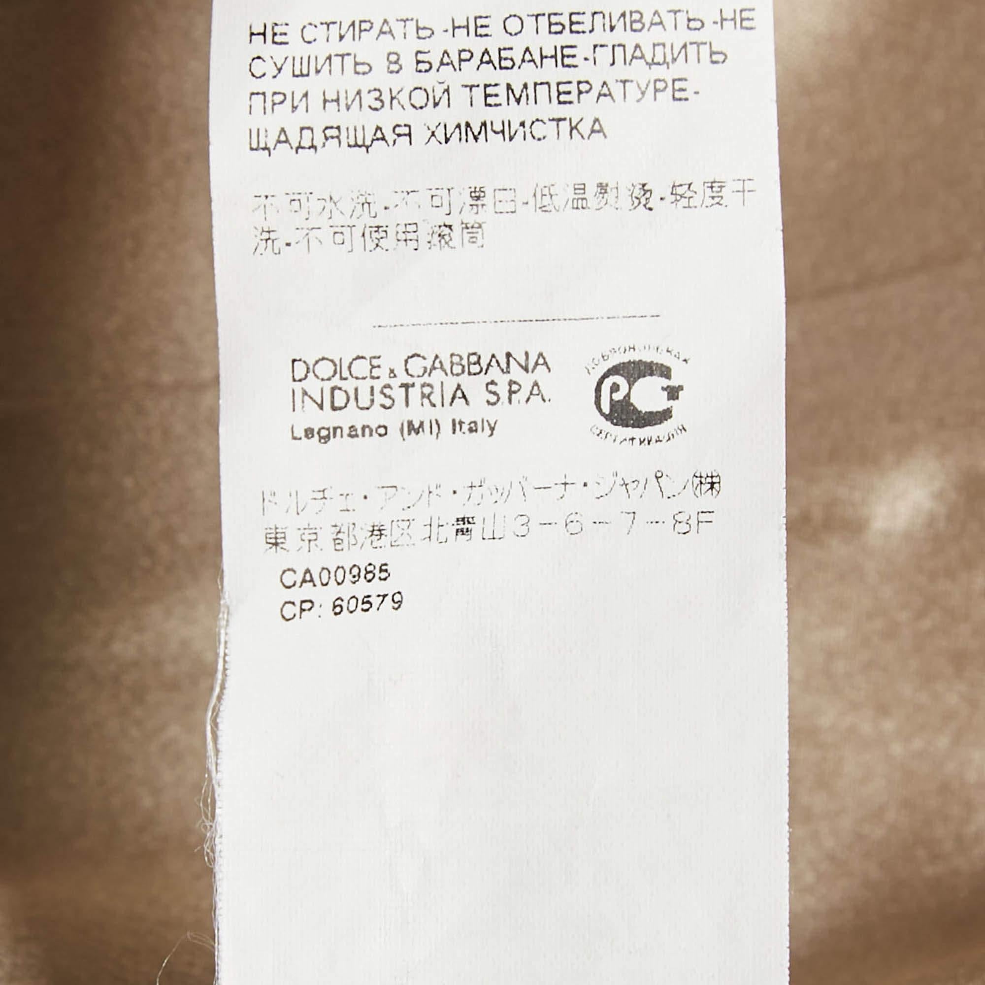 Dolce & Gabbana Navy Blue Floral Print Cotton Midi Dress M 2
