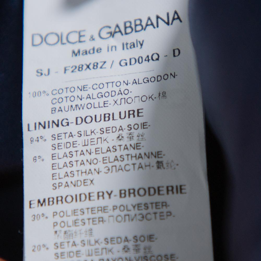 Dolce & Gabbana Navy Blue Floral Sequin Embellished Velvet Tailcoat S In Excellent Condition In Dubai, Al Qouz 2