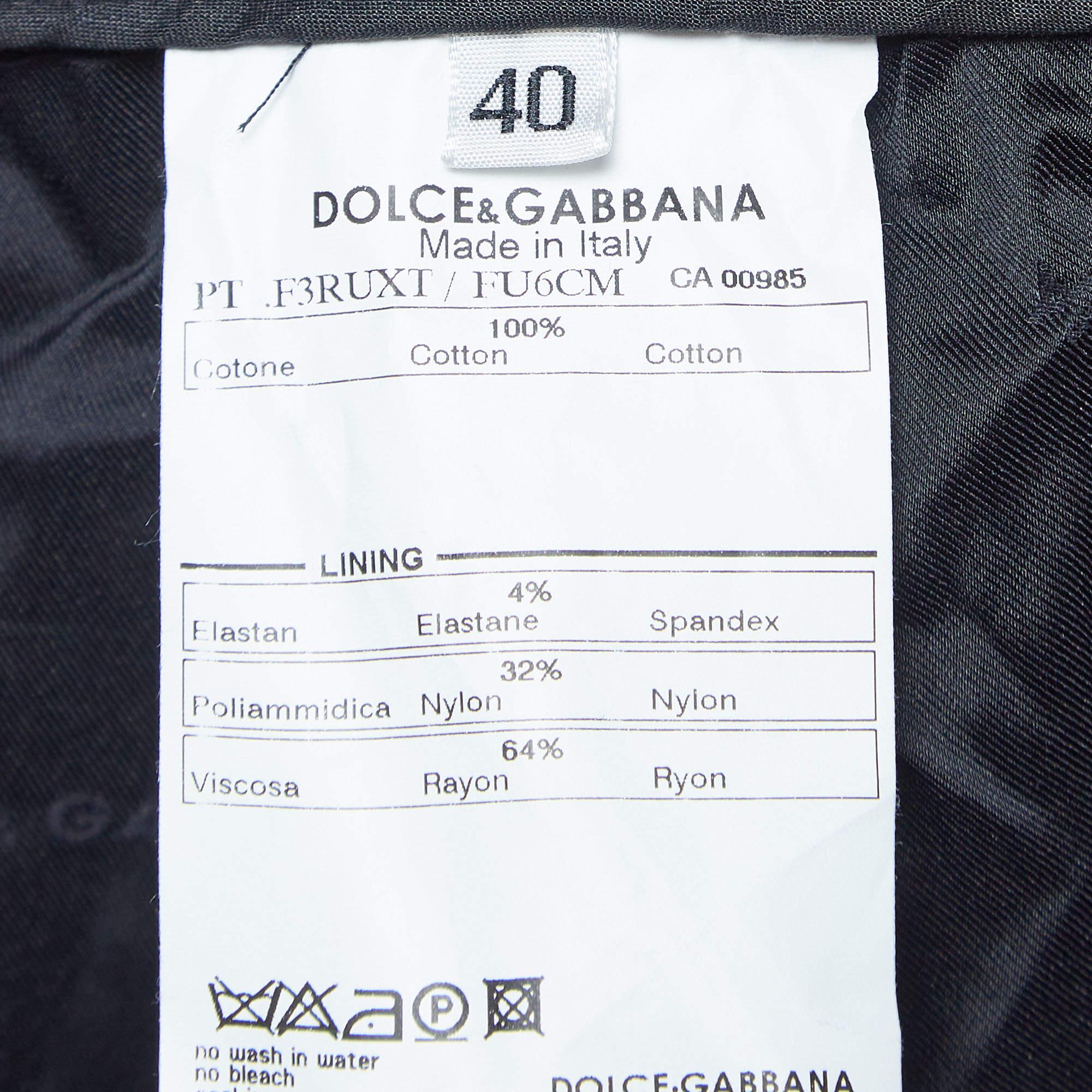 Women's Dolce & Gabbana Navy Blue Gabardine Cropped Trousers S For Sale