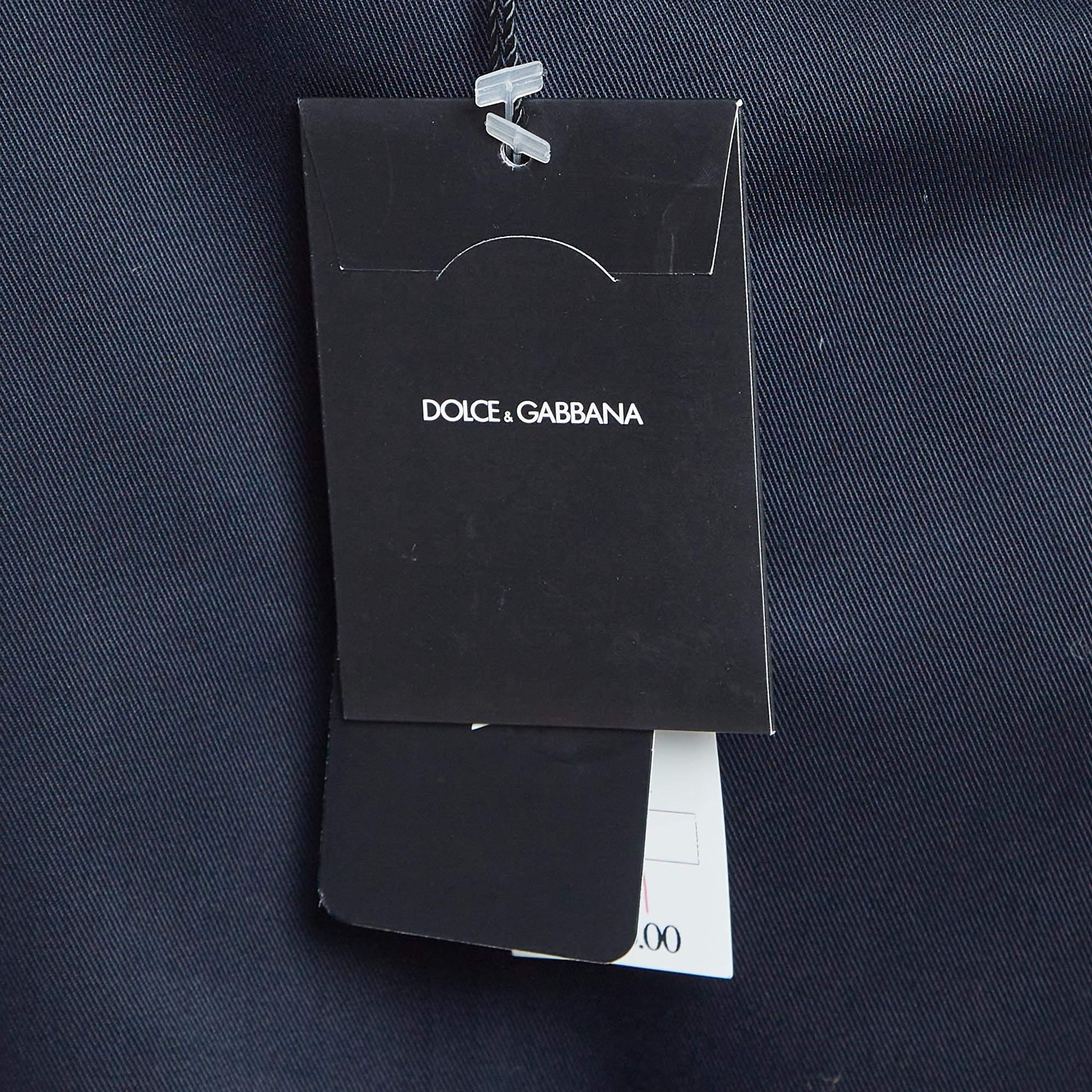Dolce & Gabbana Navy Blue Gabardine Cropped Trousers S For Sale 2