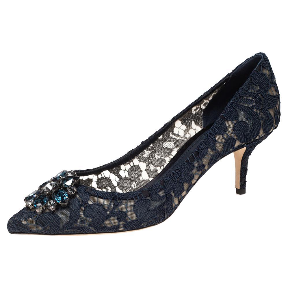Dolce and Gabbana Navy Blue Lace 