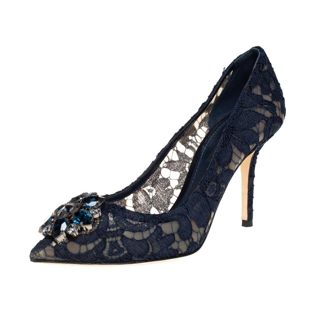 Dolce and Gabbana Navy Blue Lace 
