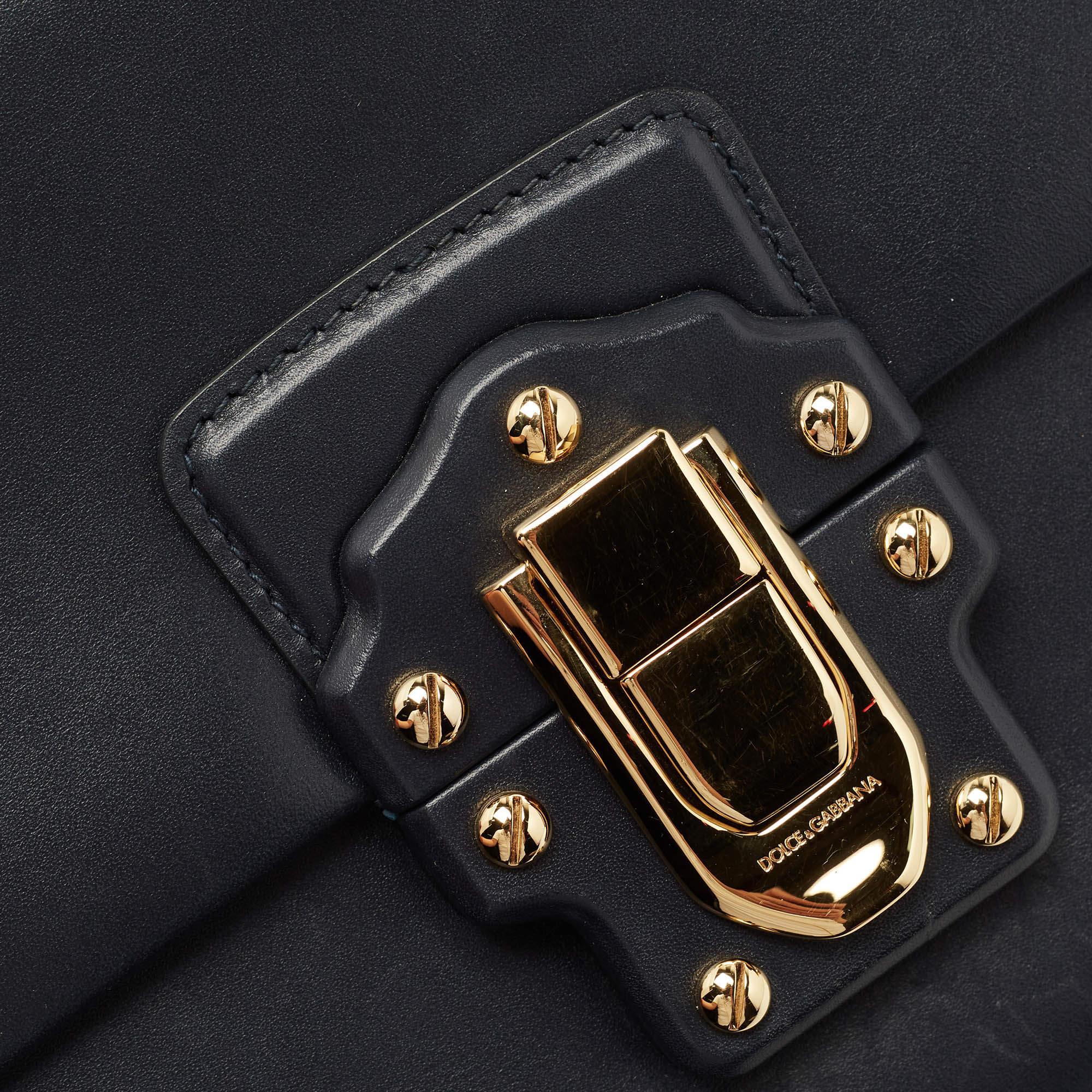 Dolce & Gabbana Navy Blue Leather Large Lucia Shoulder Bag 12