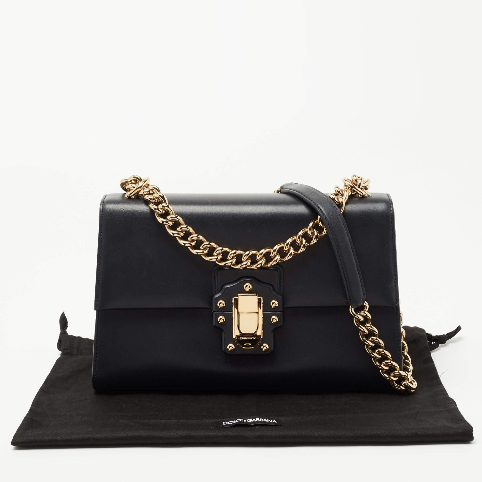 Dolce & Gabbana Navy Blue Leather Large Lucia Shoulder Bag 14