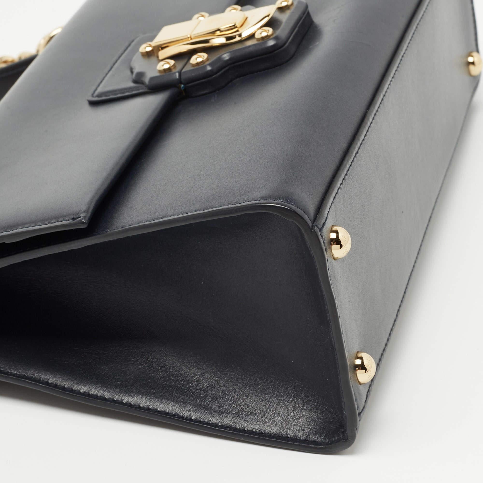 Dolce & Gabbana Navy Blue Leather Large Lucia Shoulder Bag 2