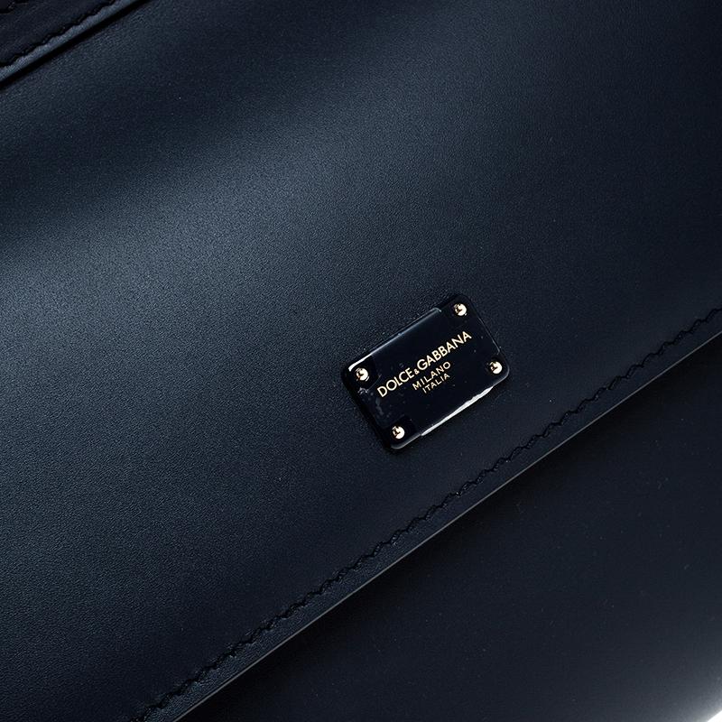 Dolce & Gabbana Marineblaues Leder Sicily 58 Top Handle Bag 2