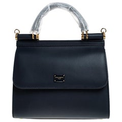 Dolce & Gabbana Marineblaues Leder Sicily 58 Top Handle Bag