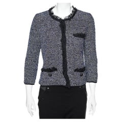 Dolce & Gabbana Navy Blue Lurex Tweed Button Front Jacket L