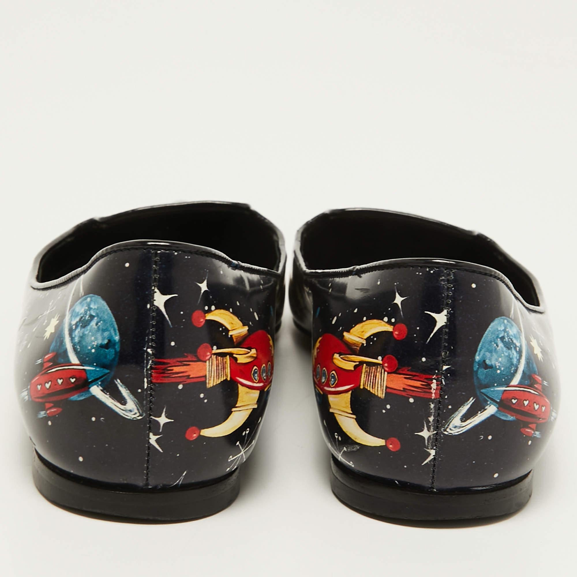 Women's Dolce & Gabbana Navy Blue Patent leather Galaxy Print Ballet Flats Size 35.5