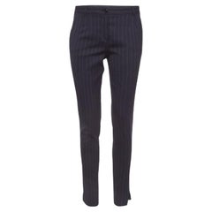 Dolce & Gabbana Pantaloni formali in lana gessata blu navy M.