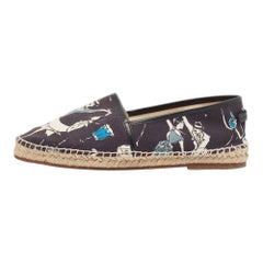 Dolce & Gabbana Navy Blue Printed Canvas Slip On Espadrilles Size 40