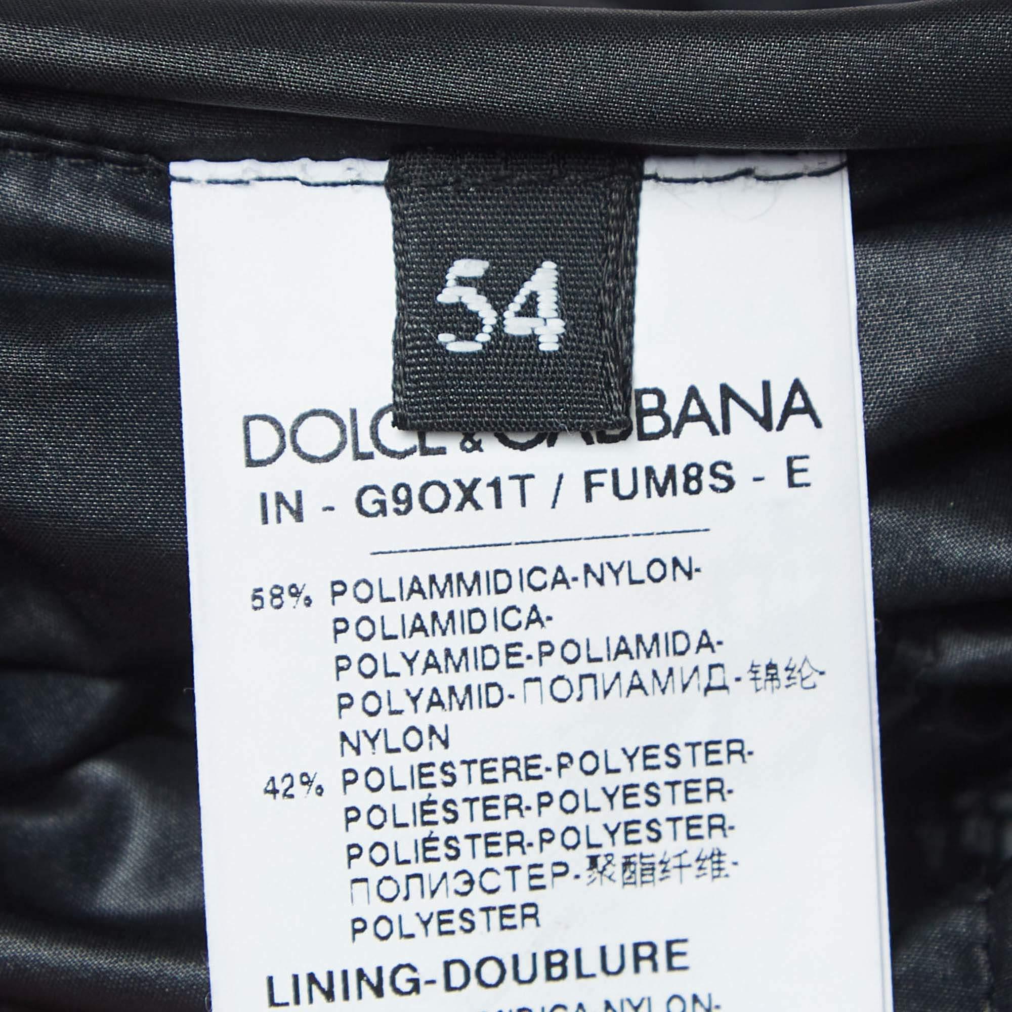 Dolce & Gabbana Navy Blue Quilted Nylon Blend Zip Front Down Jacket XXL 1