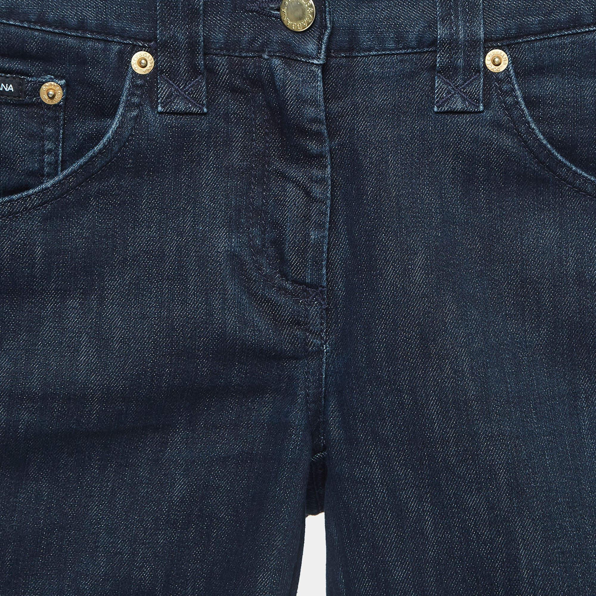 Noir Dolce & Gabbana Jeans bleu marine à rayures latérales S taille 28'' en vente