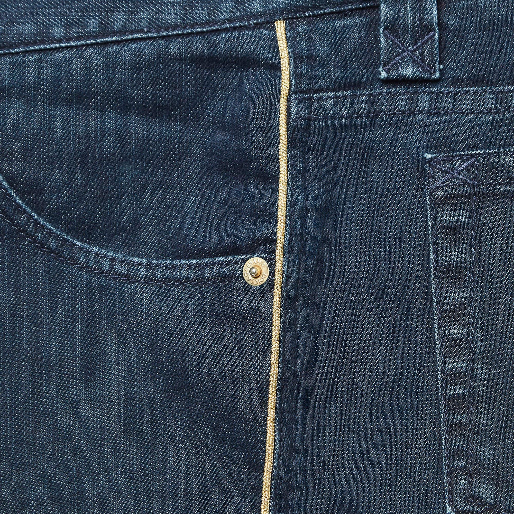 Dolce & Gabbana Jeans bleu marine à rayures latérales S taille 28'' Bon état - En vente à Dubai, Al Qouz 2