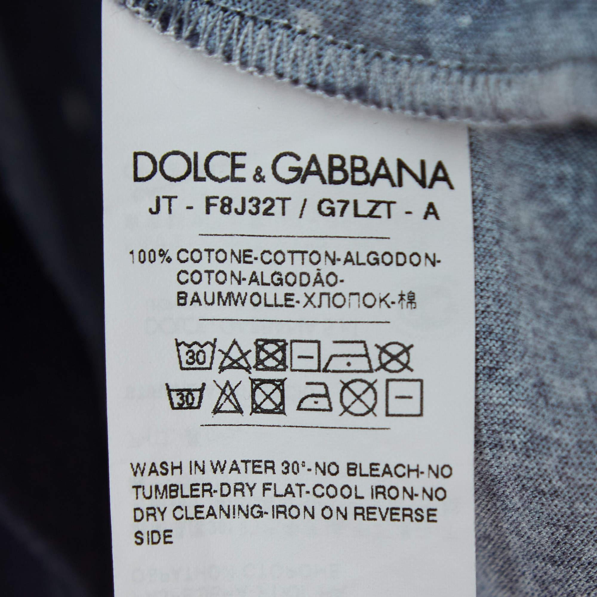 Women's Dolce & Gabbana Navy Blue Space Print Cotton Half Sleeve T-Shirt M For Sale