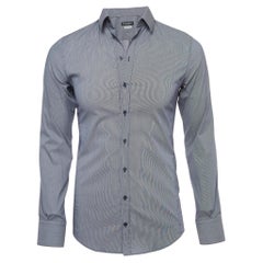 Dolce & Gabbana Navy Blue Striped Cotton Sicilia Full Sleeve Shirt S