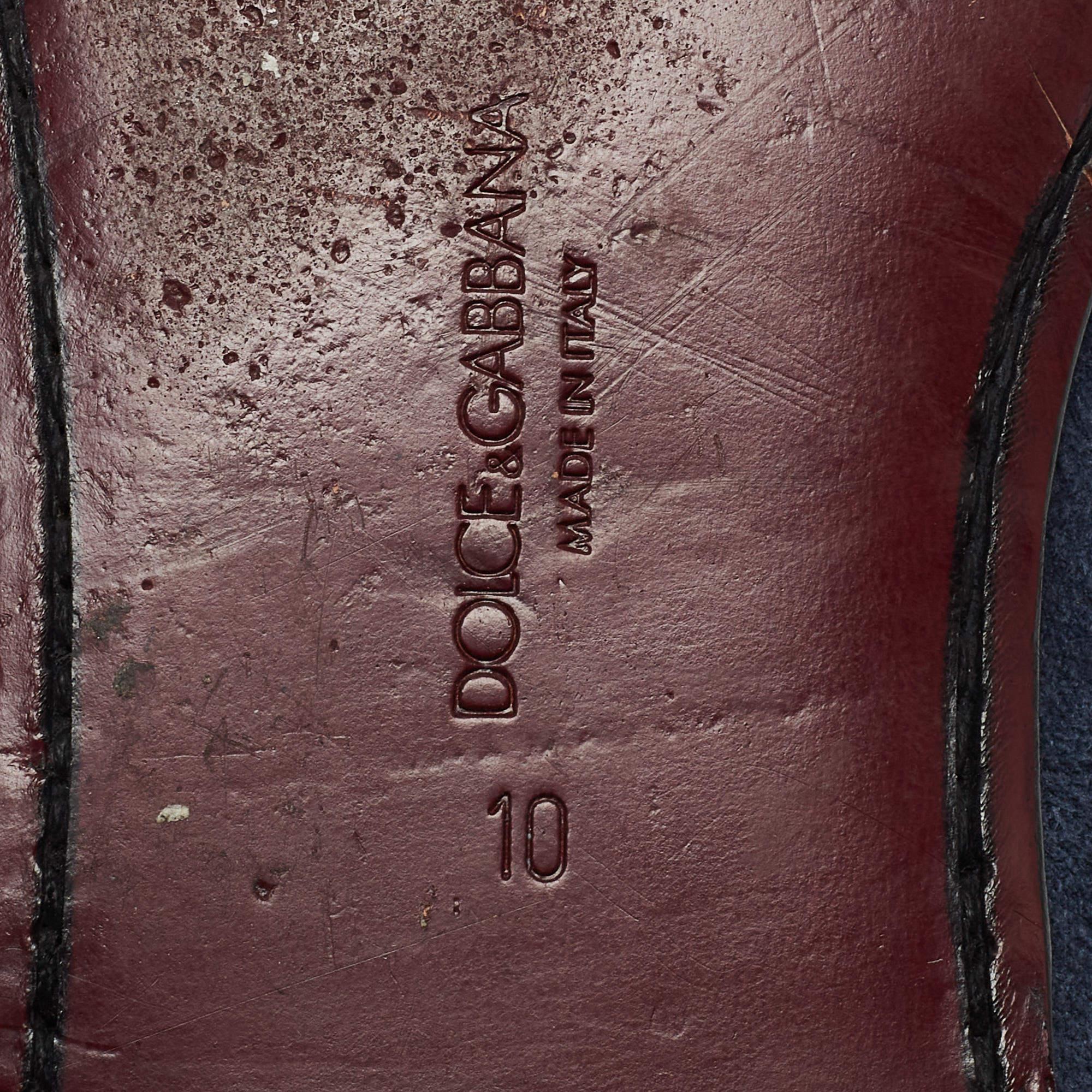 Men's Dolce & Gabbana Navy Blue Suede Slip On Loafers Size 44