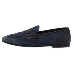 Dolce & Gabbana Navy Blue Suede Slip On Loafers Size 44
