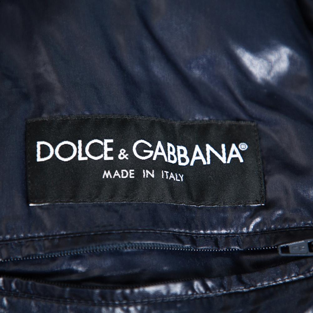 Black Dolce & Gabbana Navy Blue Synthetic Puffer Jacket M