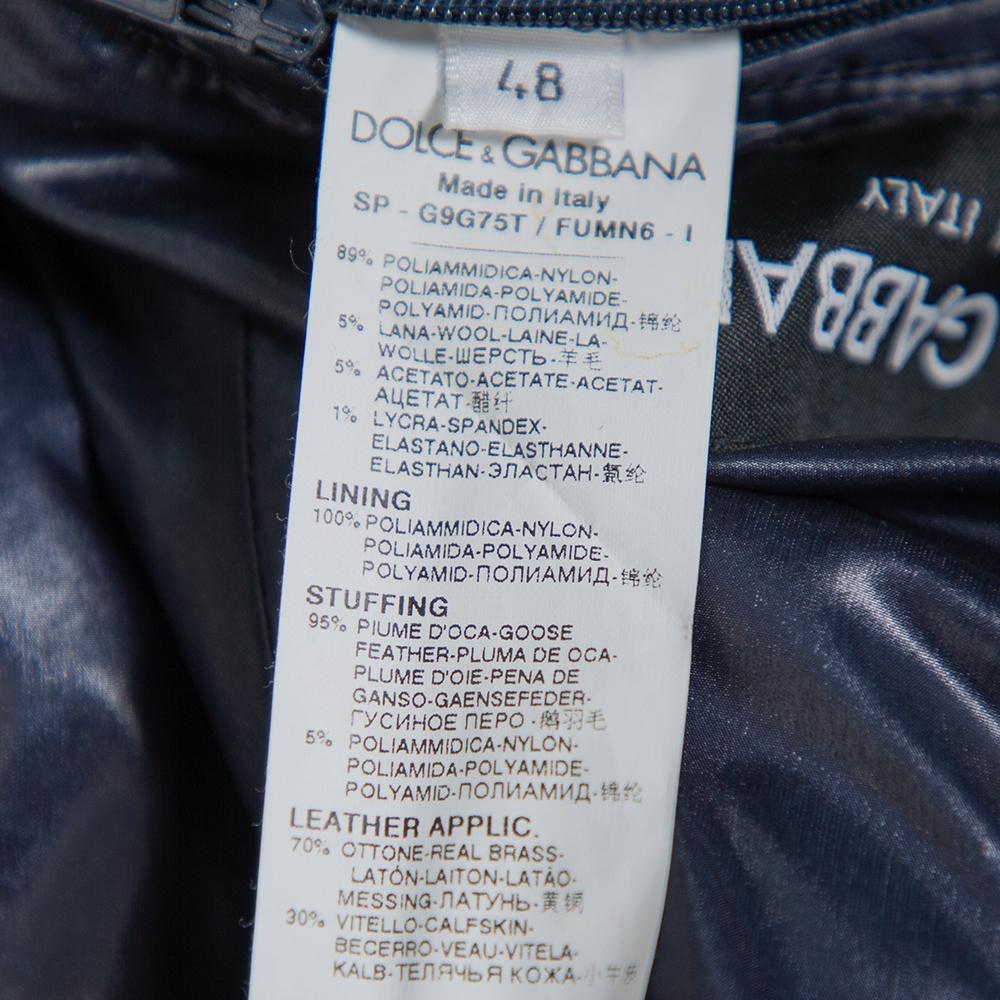 Dolce & Gabbana Navy Blue Synthetic Puffer Jacket M In Good Condition In Dubai, Al Qouz 2