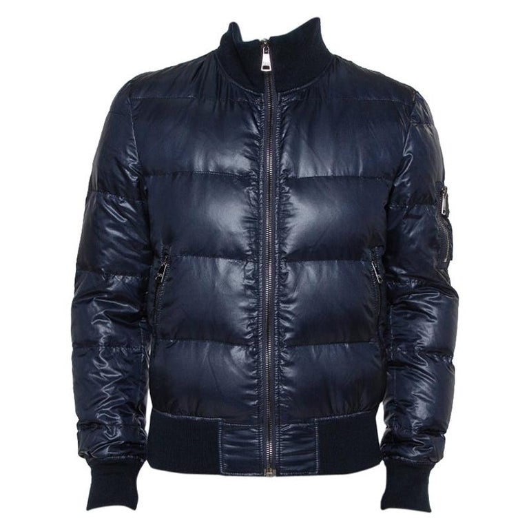 Dolce and Gabbana Navy Blue Synthetic Puffer Jacket M at 1stDibs