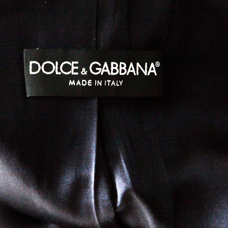 Black Dolce & Gabbana Navy Blue Velvet Notch Lapel Blazer S